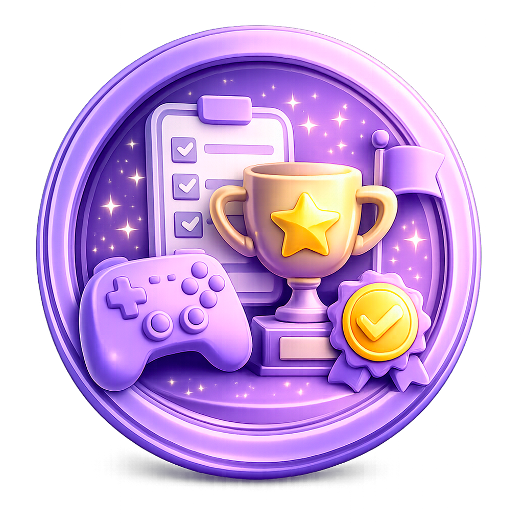 Illustration of PopMe challenges with trophy and game controller