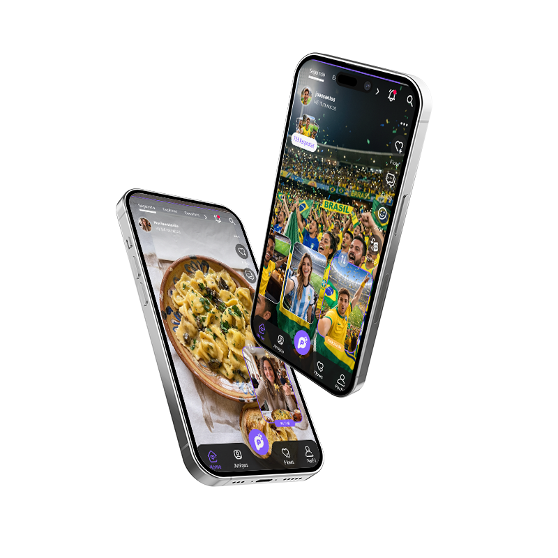 PopMe app screens on two phones