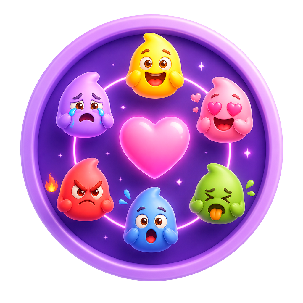PopMe reaction emotions around a heart